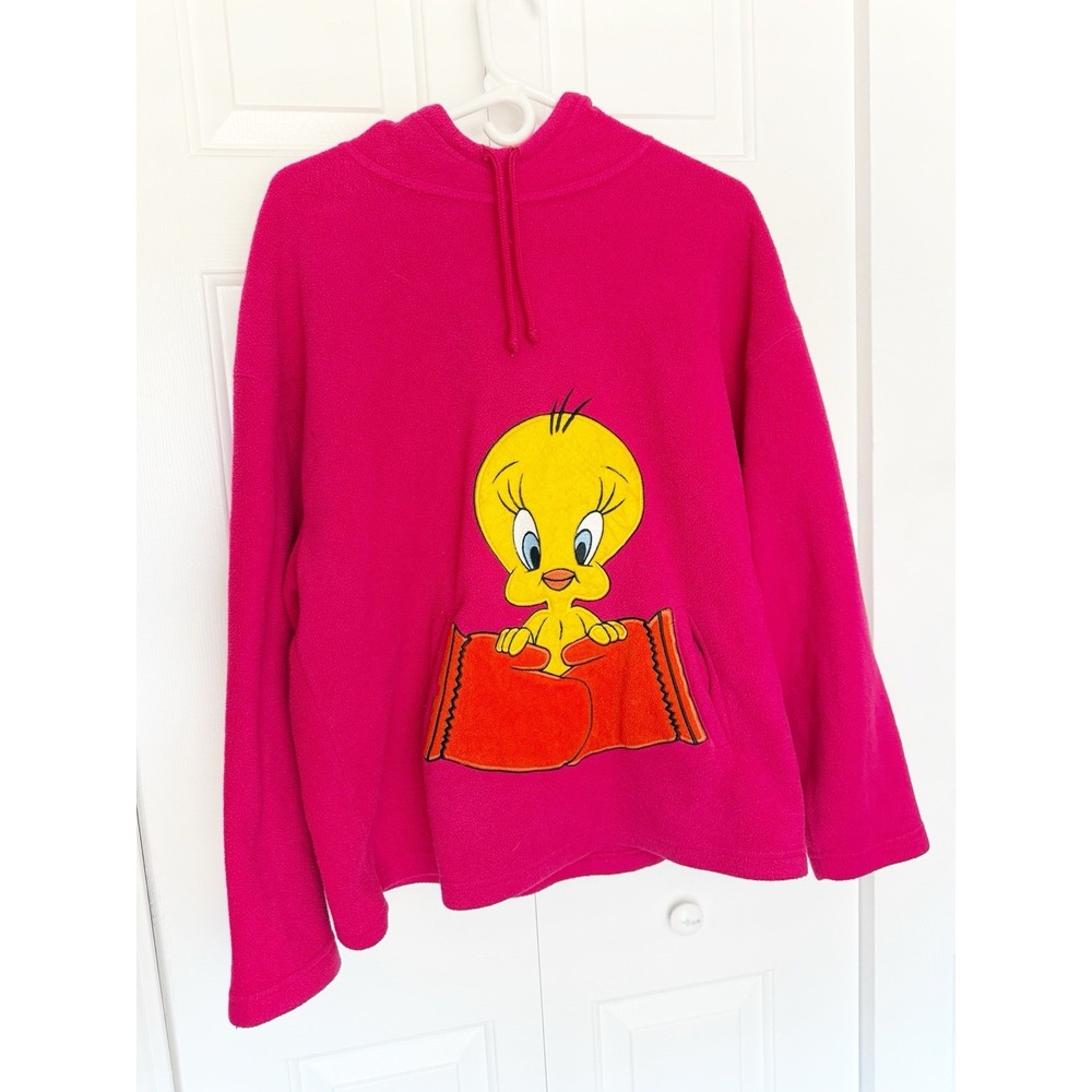 Warner Brothers Vintage 1997 Tweety Bird Hooded Sweatshirt In Size Medium